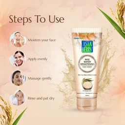 Astaberry Professional Rice Water Face Wash 195ml | Gentle Facial Cleanser | Helps Remove Dirt & Impurities | Refreshes Skin | Supports Hydration | Daily Face Cleanser