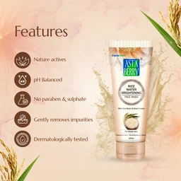 Astaberry Professional Rice Water Face Wash 195ml | Gentle Facial Cleanser | Helps Remove Dirt & Impurities | Refreshes Skin | Supports Hydration | Daily Face Cleanser