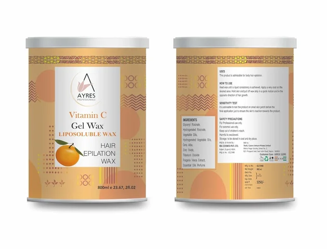 Ayress Ayres Liposoluble Vitamin C Gel Wax Crystal Clear 800ml | Hair Epilation Wax | Non-Sticky & Smooth Hair Removal | Easy to Use, Gentle on Skin | Long-Lasting Silky Finish
