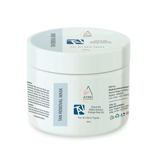 Ayres Tan Removal Mask 500g | Sun Damage Protection | Infused with Alpha Arbutin & Clove Oil | Brightens, Nourishes & Restores Skin | Suitable for All Skin Types