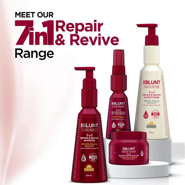 Bblunt BBLUNT 7 In 1 Repair & Revive Conditioner 250gm with Ceramides & Argan Oil | Up to 100% Damage Repair | Addresses 7 Signs of Hair Damage | Deep Nourishment & Shine | 250g