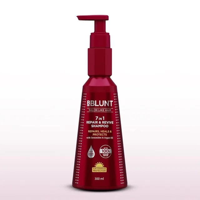 Bblunt BBLUNT 7-in-1 Repair & Revive Shampoo 300ml with Ceramides & Argan Oil | Up to 100% Damage Repair | Tackles 7 Signs of Hair Damage | Restores Strength, Shine & Smoothness