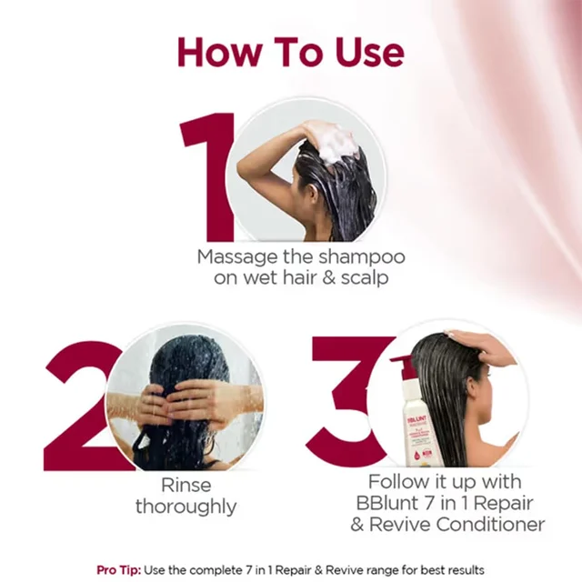 Bblunt BBLUNT 7-in-1 Repair & Revive Shampoo 300ml with Ceramides & Argan Oil | Up to 100% Damage Repair | Tackles 7 Signs of Hair Damage | Restores Strength, Shine & Smoothness