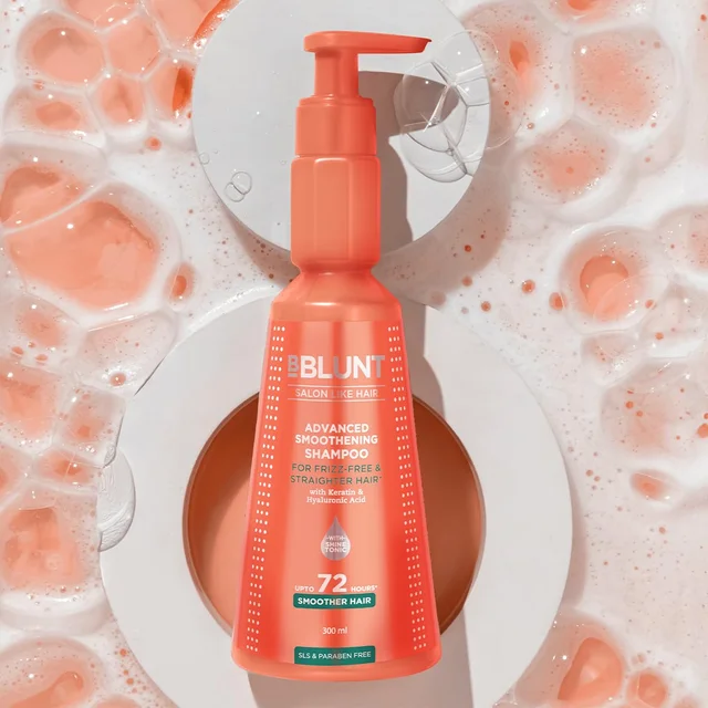 Bblunt BBLUNT Advanced Smoothening Shampoo with Keratin & Hyaluronic Acid 300ml for Unisex | Frizz-Free & Straighter Hair | Gentle Cleanse & Adds Shine | SLS & Paraben Free