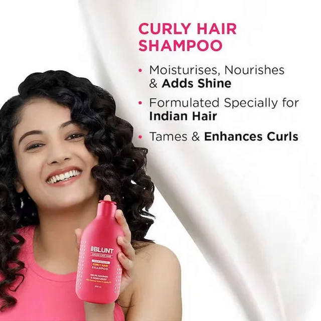 Bblunt Curly Hair Shampoo, 300ml | Reduces Hair Fall by 93% |Enriched with Coconut Water & Jojoba Oil | Enhances Curls, Controls Frizz & Adds Shine | Paraben & SLS Free