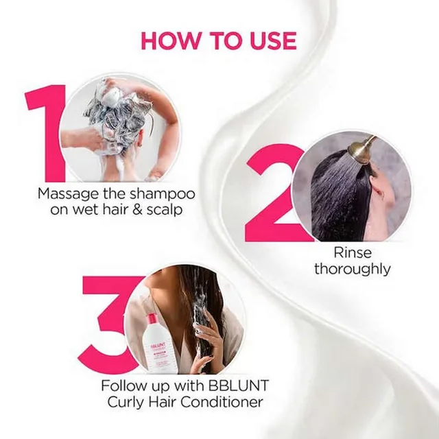 Bblunt Curly Hair Shampoo, 300ml | Reduces Hair Fall by 93% |Enriched with Coconut Water & Jojoba Oil | Enhances Curls, Controls Frizz & Adds Shine | Paraben & SLS Free