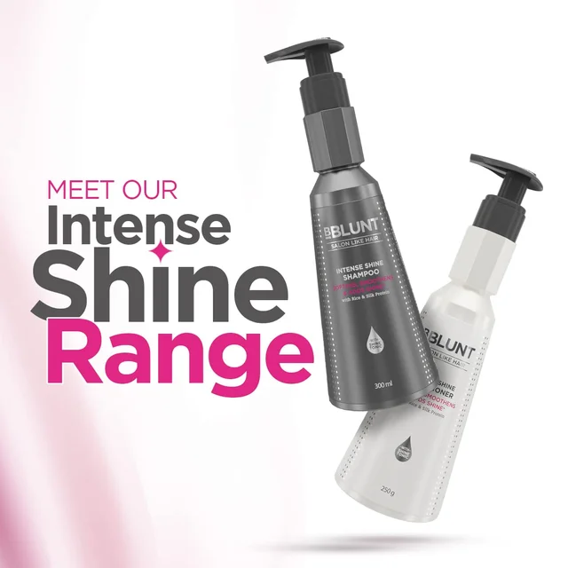 Bblunt Intese Shine Shampoo, 300ml | Reduces Hair Fall by 93% |Adds Gloss & Smoothness | Nourishing Formula with Coconut & Jojoba Oil | Paraben & SLS Free