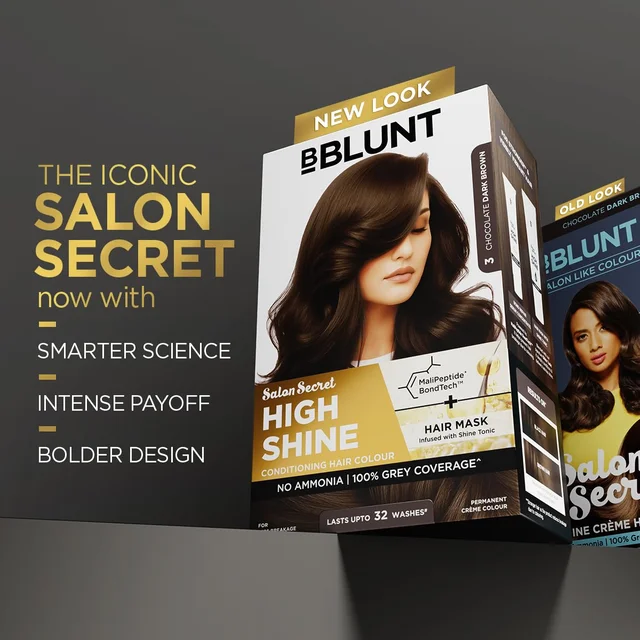 Bblunt BBLUNT Salon Secret High Shine Hair Colour | Chocolate Dark Brown 3 | With MaliPeptide BondTech� | No Ammonia | 100% Grey Coverage | Long Lasting | Salon-Like Shine at Home