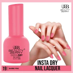 Beauty Berry Insta Dry Nail Lacquer Barbie Pink 19- 13ml | Quick-Dry & Long-Lasting | High Shine & Smooth Application | Playful Pink Shade for Glamorous Nails?