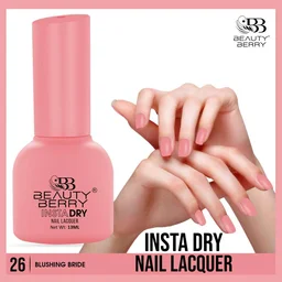 Beauty Berry Insta Dry Nail Lacquer Blushing Bride 26 - 13ml | Quick-Dry & Long-Lasting | High Shine & Smooth Application | Elegant Pink Shade for Sophisticated Nails?