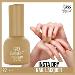 Beauty Berry Insta Dry Nail Lacquer Clay 27 - 13ml | Quick-Dry & Long-Lasting | High Shine & Smooth Application | Earthy Clay Shade for Sophisticated Nails