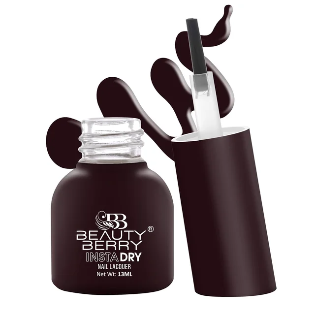 Beauty Berry Insta Dry Nail Lacquer Cocoa Comfort 60 - 13ml | Quick-Dry & Long-Lasting | High Shine & Smooth Application | Rich Brown Shade for Elegant Nails
