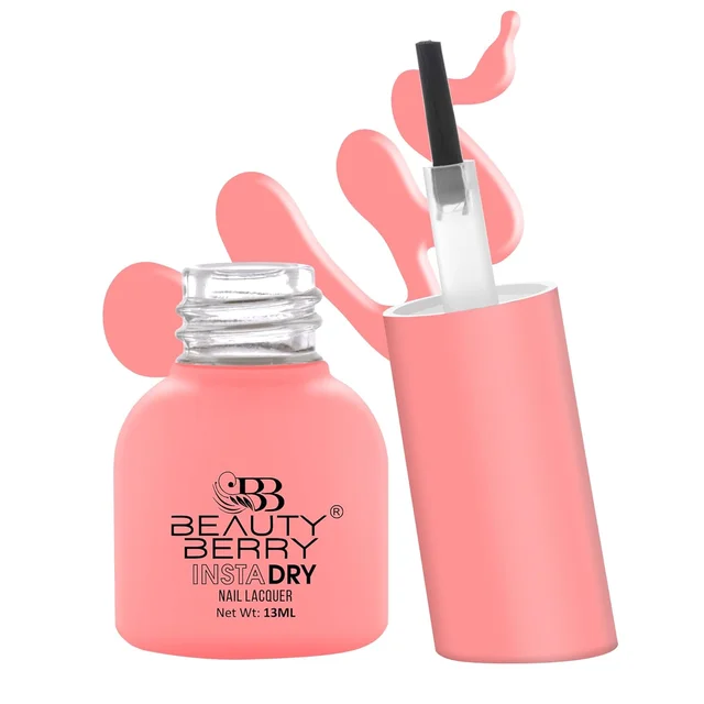 Beauty Berry Insta Dry Nail Lacquer Happy Pink 36 - 13ml | Quick-Dry & Long-Lasting | High Shine & Smooth Application | Vibrant Pink Shade for Elegant Nails