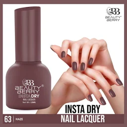 Beauty Berry Insta Dry Nail Lacquer Haze 63 - 13ml | Quick-Dry & Long-Lasting | High Shine & Smooth Application | Misty Lavender Shade for Elegant Nails
