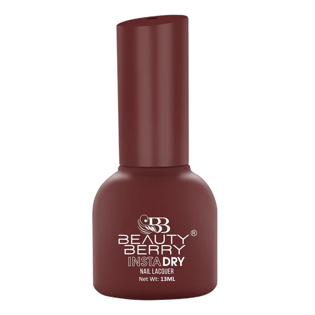 Beauty Berry Insta Dry Nail Lacquer Kiss of Death 55 - 13ml | Quick-Dry & Long-Lasting | High Shine & Smooth Application | Deep Burgundy Shade for Elegant Nails