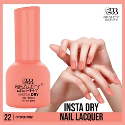 Beauty Berry Insta Dry Nail Lacquer Oyster Pink 22 - 13ml | Quick-Dry & Long-Lasting | High Shine & Smooth Application | Elegant Oyster Pink Shade for Sophisticated Nails