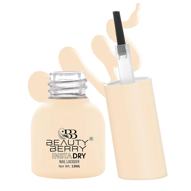 Beauty Berry Insta Dry Nail Lacquer Peach Petal 50 - 13ml | Quick-Dry & Long-Lasting | High Shine & Smooth Application | Soft Peach Shade for Elegant Nails