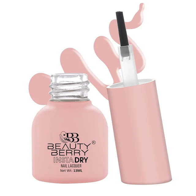 Beauty Berry Insta Dry Nail Lacquer Petal 54 - 13ml | Quick-Dry & Long-Lasting | High Shine & Smooth Application | Soft Pink Shade for Elegant Nails
