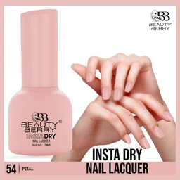 Beauty Berry Insta Dry Nail Lacquer Petal 54 - 13ml | Quick-Dry & Long-Lasting | High Shine & Smooth Application | Soft Pink Shade for Elegant Nails