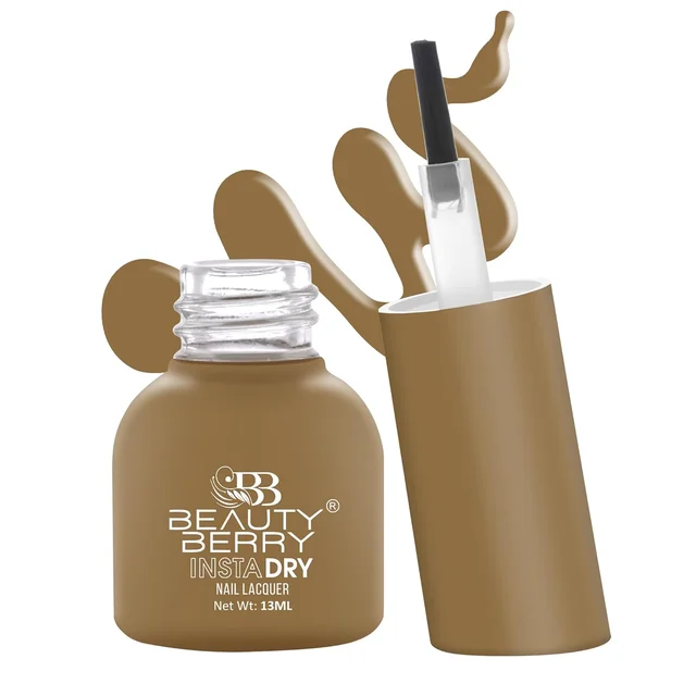 Beauty Berry Insta Dry Nail Lacquer Smudge 44 - 13ml | Quick-Dry & Long-Lasting | High Shine & Smooth Application | Chic Taupe Shade for Sophisticated Nails