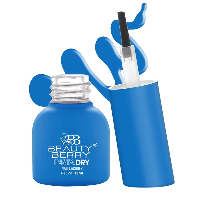 Beauty Berry Insta Dry Nail Lacquer Splash 18- 13ml | Quick-Dry & Long-Lasting | High Shine & Smooth Application | Vibrant Blue Shade for Striking Nails