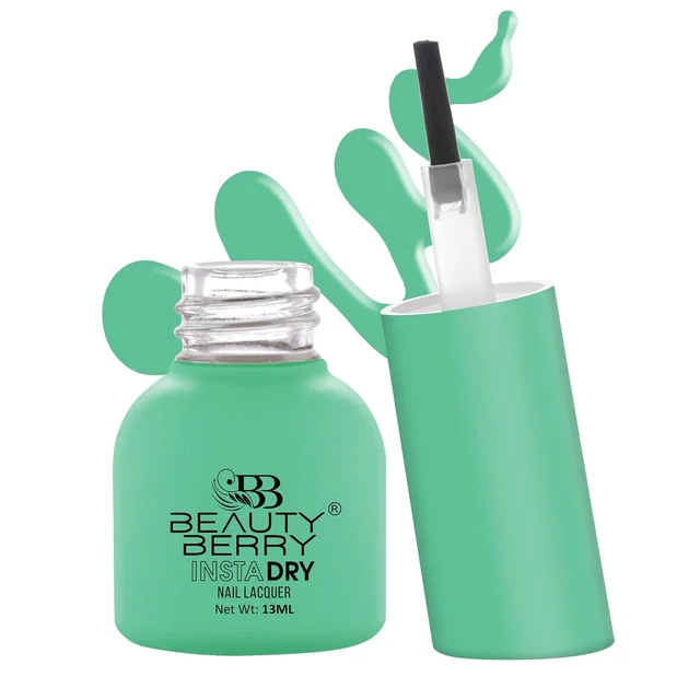 Beauty Berry Insta Dry Nail Lacquer Summer Grass 52 - 13ml | Quick-Dry & Long-Lasting | High Shine & Smooth Application | Fresh Green Shade for Elegant Nails