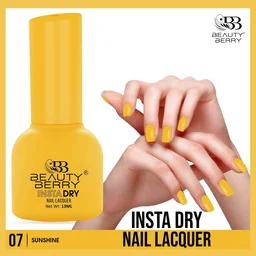 Beauty Berry Insta Dry Nail Lacquer Sunshine 07 - 13ml | Quick-Dry & Long-Lasting | High Shine & Smooth Application | Vibrant Yellow Shade for Radiant Nails?