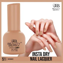 Beauty Berry Insta Dry Nail Lacquer Whimsy 51 - 13ml | Quick-Dry & Long-Lasting | High Shine & Smooth Application | Playful Pink Shade for Elegant Nails