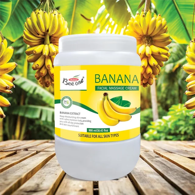Bee One Banana Facial Massage Cream 900ml | With Banana Extracts for Deep Moisturizing & 24H Hydration | Skin Nourishment, Repair & Softness | Paraben-Free & Vegan