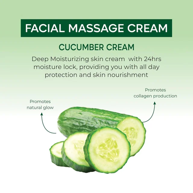 Bee One Cucumber Facial Massage Cream 900ml | Enriched with Cucumber Extracts for Deep Moisturizing & 24H Hydration | Soothes, Nourishes & Refreshes Skin | Paraben-Free & Vegan