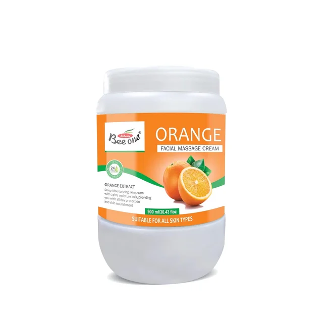 Bee One Orange Facial Massage Cream 900ml | Enriched with Orange Extracts for Deep Moisturizing, Brightening & 24H Hydration | Softens, Nourishes & Rejuvenates Skin | Paraben-Free & Vegan