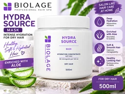 Biolage Hydra Source Deep Treatment Mask 500ml | Hair Mask for Dry Hair | Deep Hydration & Conditioning | Soft, Smooth & Nourished Hair (Additional ₹99 charged due to excess shipment weight) - 500g