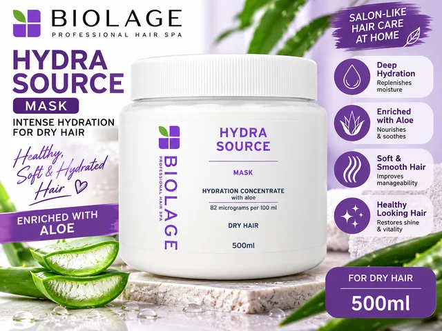 Biolage Hydra Source Deep Treatment Mask 500ml | Hair Mask for Dry Hair | Deep Hydration & Conditioning | Soft, Smooth & Nourished Hair (Additional ₹99 charged due to excess shipment weight) - 500g