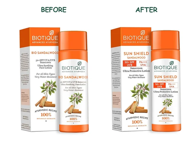 Biotique Sun Shield Sandalwood Sunscreen Ultra protecting Lotion 120ml | SPF 50+ UVA/UVB rays | Keeps Skin Soft, Fair and Moisturized | Ayurvedic Sunscreen Lotion | Water Resistant| For All Skin Types|