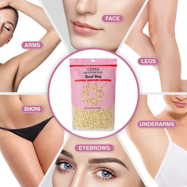 CEMA Professional Hard Wax Beads 1000g | Strip-Free Microwave Wax for Face, Body, Bikini & Sensitive Skin | White Chocolate Wax | Painless & Flexible