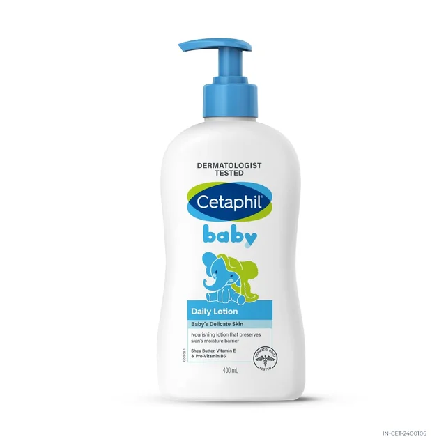 Cetaphil Baby Daily Lotion, White, Shea Butter, 400 ml | with Shea Butter for gentle hydration |Dermatologist-tested for daily use