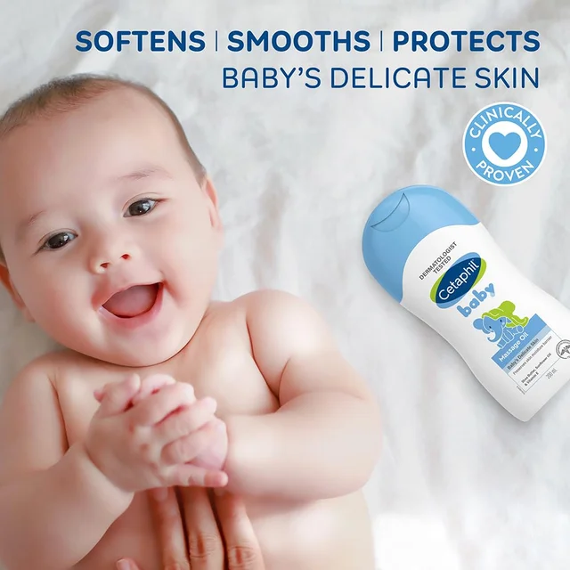 Cetaphil Baby Massage Oil 200ml | Hydrates and Soothes | Baby Oil Without Artificial Fragrances | Non-irritating | Dermatologist-tested | Paraben-free