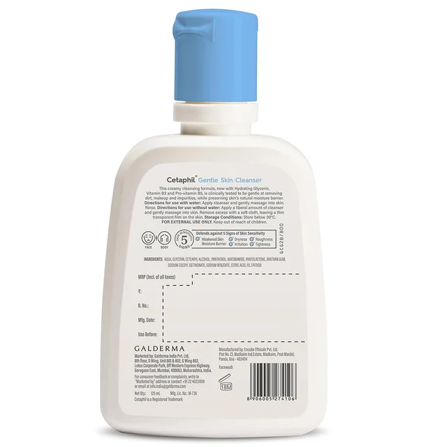 Cetaphil Face Wash Gentle Skin Cleanser for Dry to Normal, Sensitive Skin, 125 ml