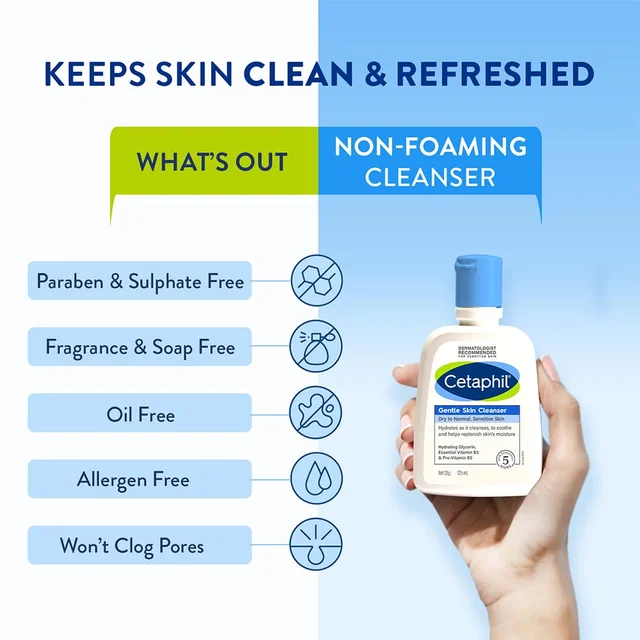 Cetaphil Face Wash Gentle Skin Cleanser for Dry to Normal, Sensitive Skin, 125 ml