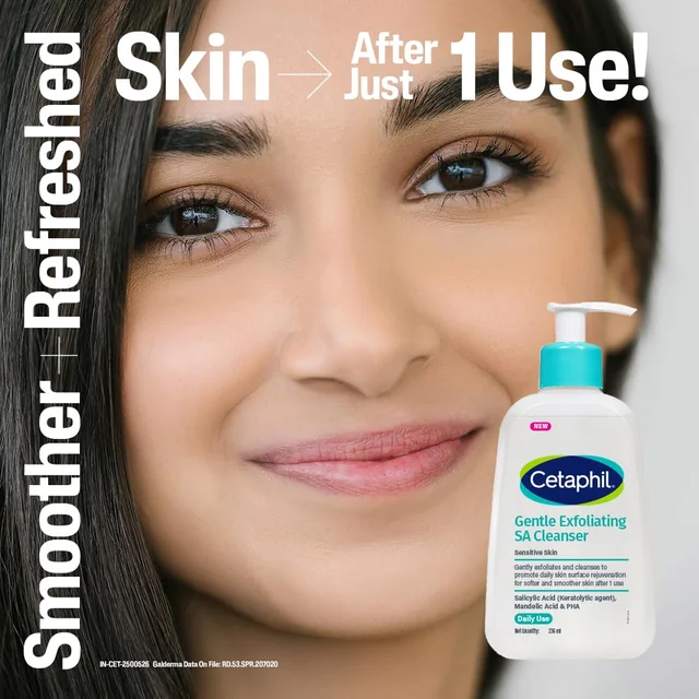 Cetaphil Gentle Exfoliating SA Cleanser 236ml | Foaming Gel Face Wash with Salicylic Acid, Mandelic Acid & Gluconolactone | Smooths Texture & Clears Pores