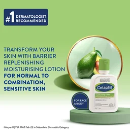 Cetaphil Moisturizing Lotion - 100ml | Niacinamide and Panthenol Enriched Moisturizer for Normal to Combination, Sensitive Skin | Non-Greasy, Pore-Friendly Formula | Dermatologist Recommended, Paraben