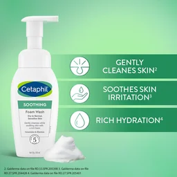 Cetaphil Soothing Foam Face Wash 200ml Foaming Cleanser for Dry to Normal ,Sensitive Skin | With Triple Ceramides | Paraben, Sulphate & Allergen Free