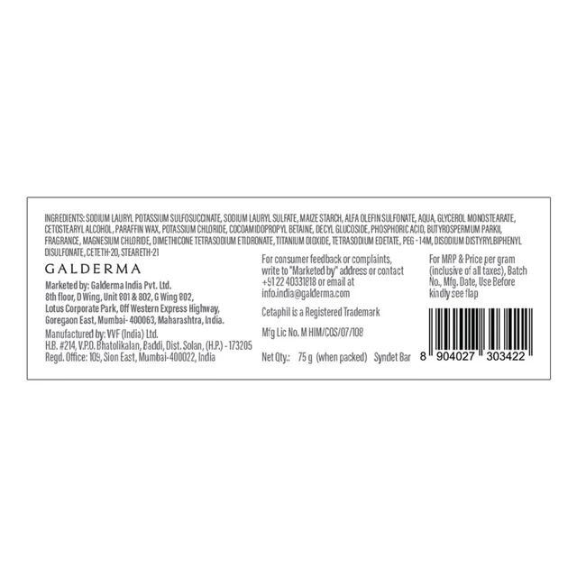 Cetaphil VVF India Cleansing And Moisturising Syndet Bar, 75g