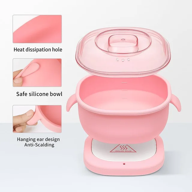 Wax Heater Compact Electric Wax Heater Pink for Hard & Soft Wax | Fast Heating Wax Warmer with Silicone Pot Liner | Portable Hair Removal Machine for Home & Salon Use | Unisex