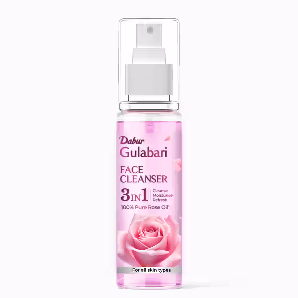 Dabur Gulabari Rose Glow Face Cleanser 100ml | For All Skin Types | 3-in-1 Cleanser | Cleans, Balances & Hydrates Skin | Gentle & Refreshing