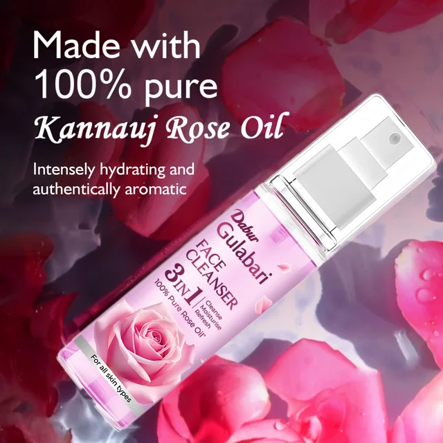 Dabur Gulabari Rose Glow Face Cleanser 100ml | For All Skin Types | 3-in-1 Cleanser | Cleans, Balances & Hydrates Skin | Gentle & Refreshing