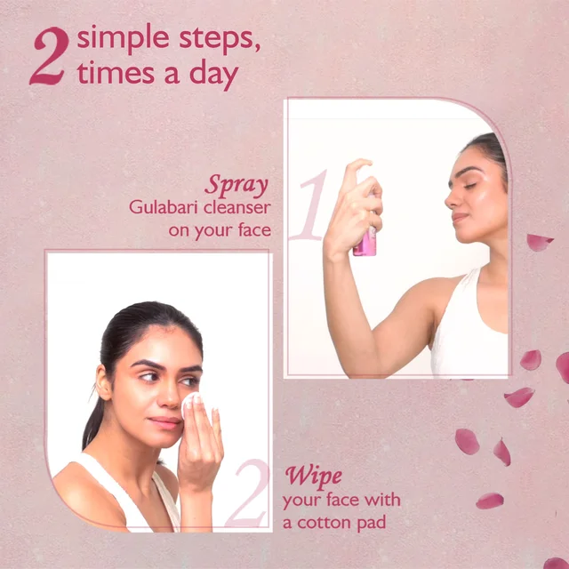 Dabur Gulabari Rose Glow Face Cleanser 100ml | For All Skin Types | 3-in-1 Cleanser | Cleans, Balances & Hydrates Skin | Gentle & Refreshing