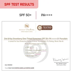 Dot & Key Caramel Strawberry Dew Tinted Sunscreen SPF 50+ PA++++ 50ml | Hydrating, Lightweight & Non-Greasy | Evens Skin Tone & Protects from UV Damage