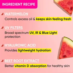 Dot & Key Watermelon Cooling Sunscreen SPF 50 PA++++ with Hyaluronic Acid | Superior UV Protection | Non-Greasy, Cooling Formula | UV , IR & Blue Light Protection | Lightweight | for Oily & Combination Skin | Non Oily Finish | 50g