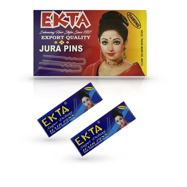Ekta Jura Pins for Women and Girls | Strong Grip U-Shaped Hair Pins for Bun Hairstyles | Updos, Daily Styling & Party Hair | Durable, Stylish, Multi-Pack Options